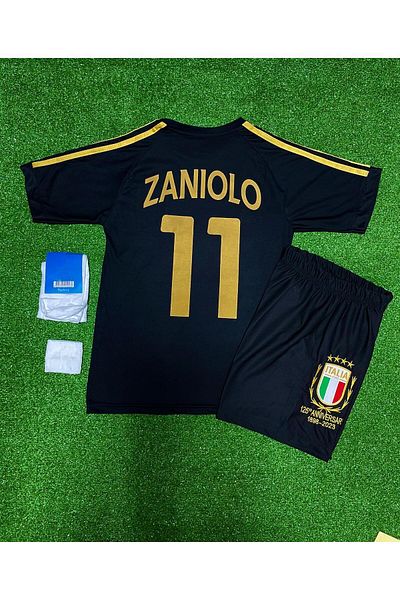 MONTENERO Italy 125Th Anniversary Nicolo Zaniolo Black Kids Jersey Set of 4 (Black)