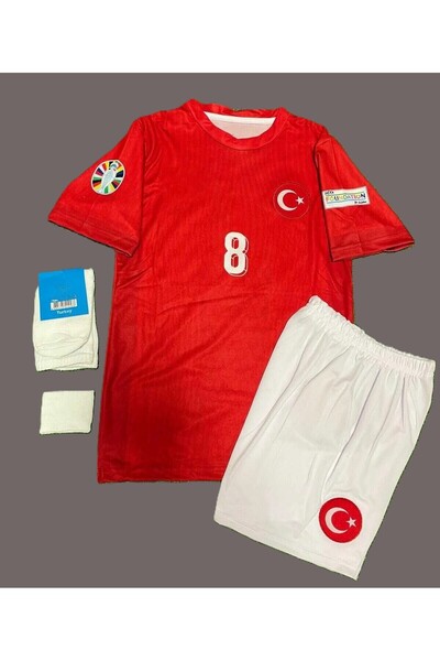 BYSPORTAKUS Arda Güler Türkiye Milli Takım Euro 2024 Kırmızı Çocuk Forması 4'lü Set