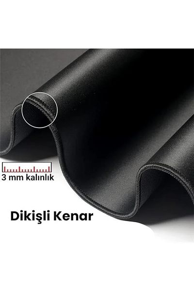 Mu Art Ahşap Gaming Mouse Pad 90X40 - Large Size Gamer Mousepad Non-Slip Base Unprinted - Black Mouse Pad