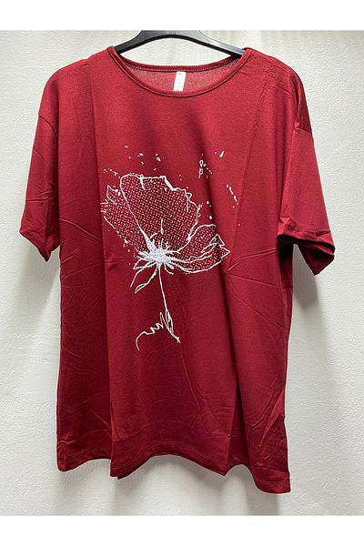 Şen Women's Mother Young Short Sleeve Stone Printed Combed T-Shirt Bluz