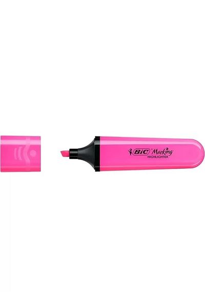 NZM TİCARET Marking Flat Higlighter Highlighter Pen Box of 12, Pink Highlighter, Water Based, Quick Drying