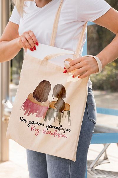 ÇELİKLER HEDİYE 2 Special for Friends I'M Always There My Sister Printed Cloth Bag