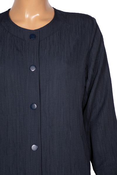 Hermevsim Hesna Women's Luna Large Size Crinkle Snap Navy Blue Cap Jacket