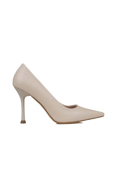 Trend Adımlar Cream Women's Flat Leather Stiletto
