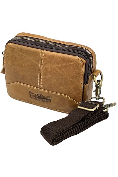 Micutz Genuine Leather Men's Bag: Belt Clip and Detachable Shoulder Strap, 18x14x6 cm