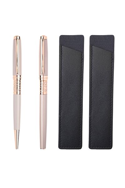 daço DACO SE268 ballpoint pen set + 2 leather cases + 6 ink refills