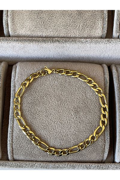 Rupen Kraft 316 L Surgical Steel Gold Model Figaro Stainless Tarnish Free Steel Bracelet