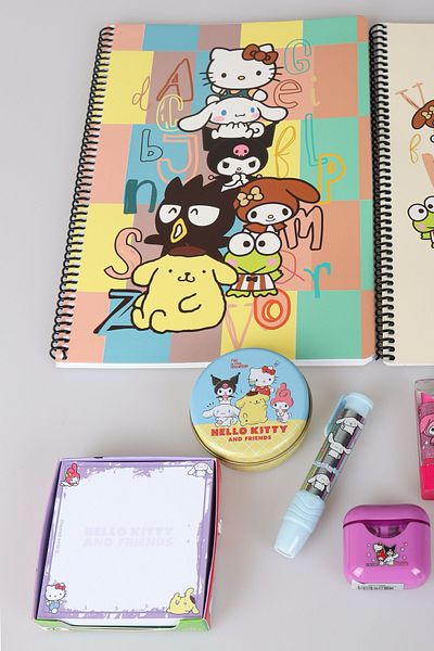 Hello Kitty Dekomus Licensed Hello Kitty and Best Friends Kuromi, Cinnamorol, My Melody Stationery Set 9 Pieces