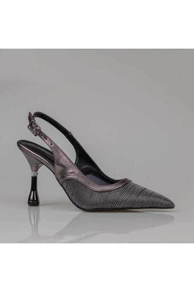Trend Adımlar Platinum Women's Transparent Glitter Classic Heeled Shoes