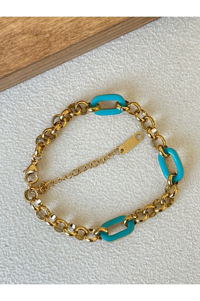 Rupen Kraft 316 L Surgical Steel Blue Enamel Design Stylish Stainless Tarnish Free Steel Bracelet