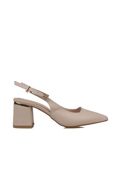 Trend Adımlar Cream Stone Belted Open Back Pointed Toe Women's Classic