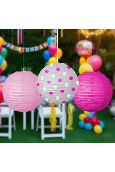 ALPJOY Kağıt Fener Seti 3lü Pembe 25cm
