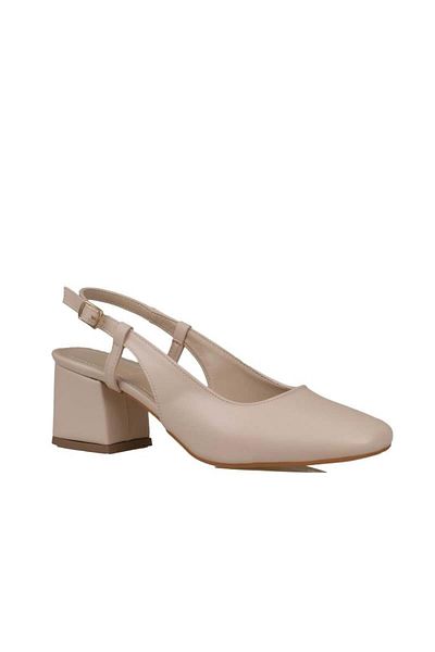 Trend Adımlar Cream Matte Heeled Women's Classic Shoes