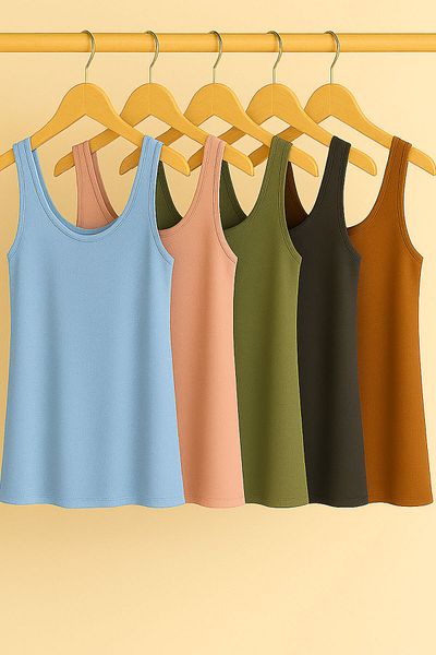 EFFE 5 Pieces Cotton Supreme Combed Cotton Strap Blouse