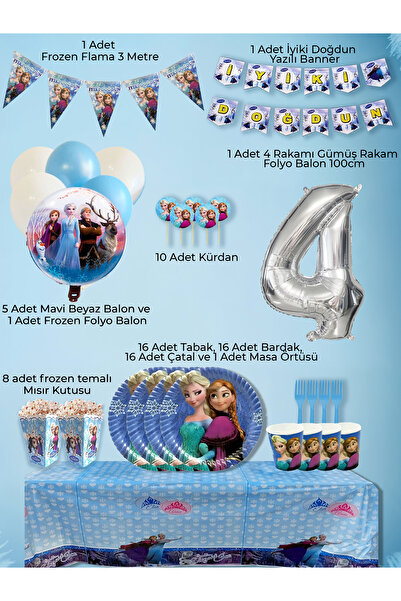 PartyPoo Frozen Elsa Temalı Doğum Günü Parti Seti 16 Kişilik | Yaş Günü Kutla...