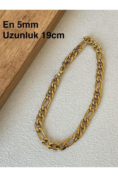 Rupen Kraft 316 L Surgical Steel Gold Model Figaro Stainless Tarnish Free Steel Bracelet