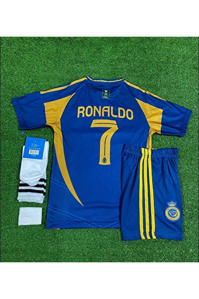 Lion Spor Al Nassr 2023/24 New Season Cristiano Ronaldo Away Kids Jersey Set ...