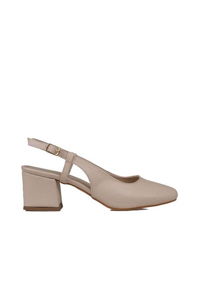 Trend Adımlar Cream Matte Heeled Women's Classic Shoes