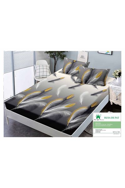 FIONNA.RO Fine Cotton Duvet Cover 90x200cm - Gold Feathers