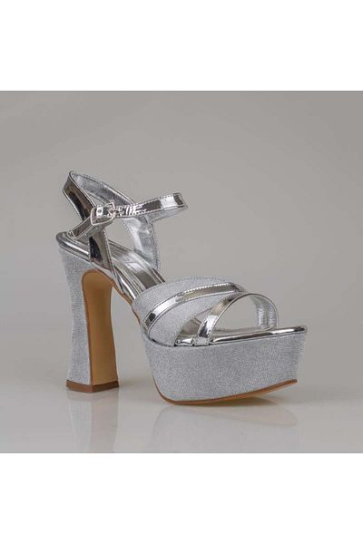 Trend Adımlar Silver Women's Platform Thick Heel Evening Dress Shoes