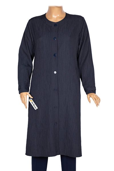 Hermevsim Hesna Women's Luna Large Size Crinkle Snap Navy Blue Cap Jacket