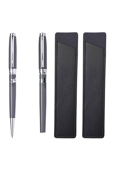 daço DACO SE268 ballpoint pen set + 2 leather cases + 6 ink refills
