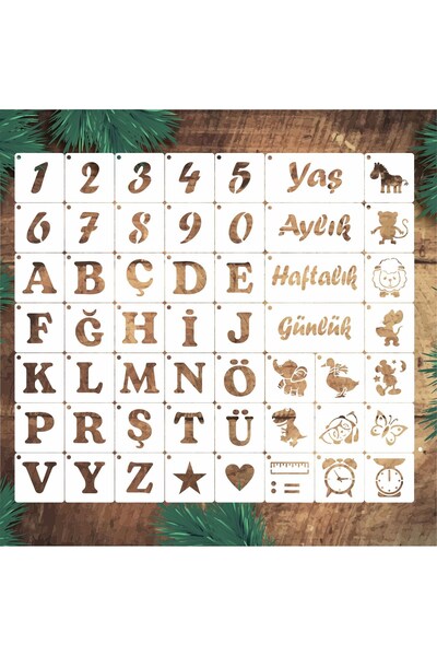 STENCİLTASARIM Stencil Tasarım 52 Parça Ç070 Anı takvimi, Anı küpleri SET48 P...