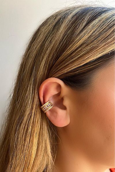 Bijou Luz Luxury Baguette Stone Three Row Earcuff Cartilage Earrings