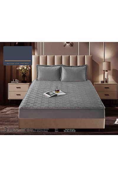 FIONNA.RO Velvet Topper Cover 160x200cm - Grey