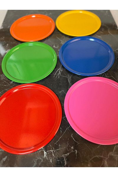 Elk Home 6 Pieces Colorful Round Presentation Tray Decorative Tray Luxury Colorful Coffee Serving Presentation Tray