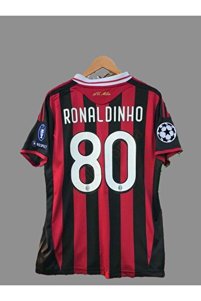 FEEL STYLE Ronaldinho 2009-10 Sezonu M'ilan Efsane Yetişkin Nostalji Forması(RED)6783865936437