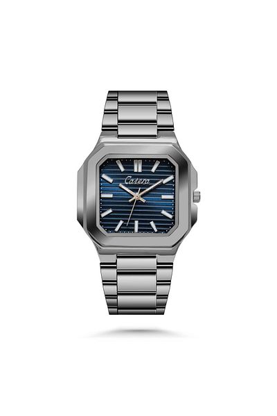 catera Ferrani men's stainless steel watch with a navy dial