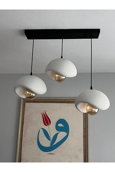 EDESİNG 3-Piece Pendant Lamp Chandelier Rustic E27 Modern Chandelier Bohemian Concrete Appearance