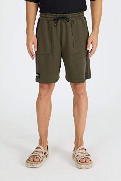 Hoodraze Men's Khaki Side Wide Garni Shorts