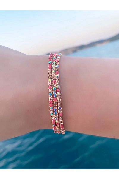 ECEMSEL Stylish Bracelet with Stone and Rubber 6 Pieces