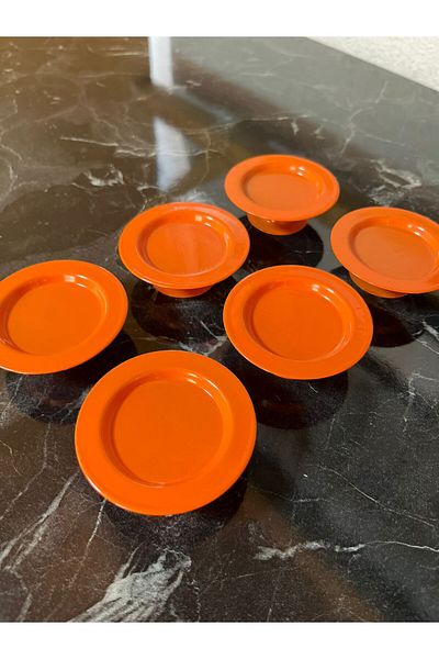Elk Home Decorative Orange Color 6-Piece Macaron Holder Turkish Delight Holder Coffee Side Presentation Holder
