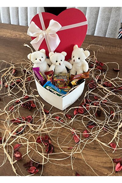 Bbspecial GÜLÜMSEGEL Kalpli Kutuda Ayıcık Şeker Çikolatalarla Dolu Hediye Set...