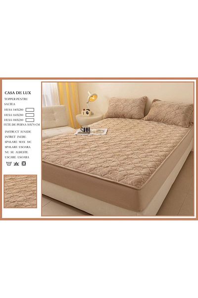 FIONNA.RO Velvet Topper Cover 160x200cm - Beige