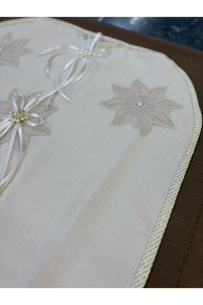 Dantelux Engagement Bohçalik Gardenia Linen Fabric Brooched Gipure Dress Cover. Gamboch