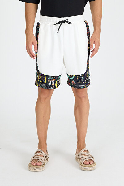 Hoodraze Men's White Wide Leg Garni Shorts
