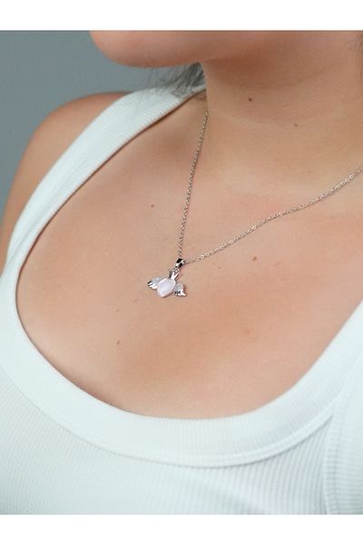 Sumen Butik Winged Heart Figured Steel Necklace