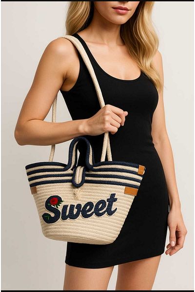 Home Women's Bag Straw Jute Look Stylish Shoulder Bag