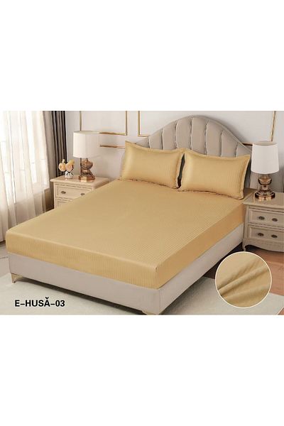 FIONNA.RO Satin Damask Duvet Cover 180x200cm - Beige Gold