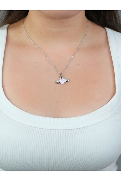 Sumen Butik Winged Heart Figured Steel Necklace