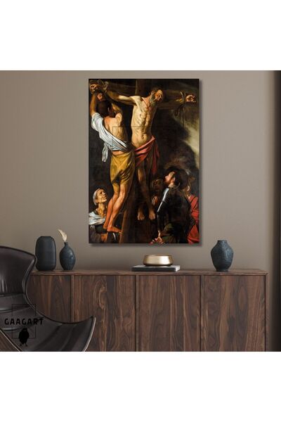 GAAGART Tekli Dikey Kanvas Tablo Ünlü Eserler Caravaggio Andrew'un Çarmıha Ge...