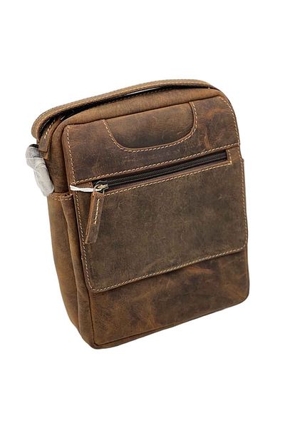 Micutz Genuine Leather Shoulder Bag for Men, 18x22x7cm, Cognac Brown, Adjustable Strap