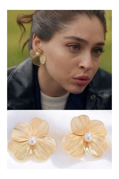 MioArt Plated Leyla Pearl Flower Steel Earrings