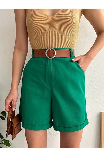 By Mop Arched gabardine shorts green s25735