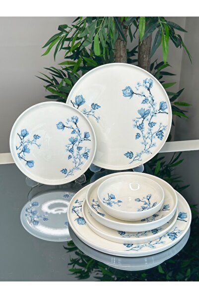 dunyazuccaciye Anemon 24 Parça 6 Kişilik Porselen Yemek Takımı