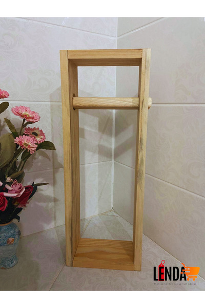 sgeteknoloji Natural Patterned Decorative Toilet Paper Holder (Made of Pine Wood)